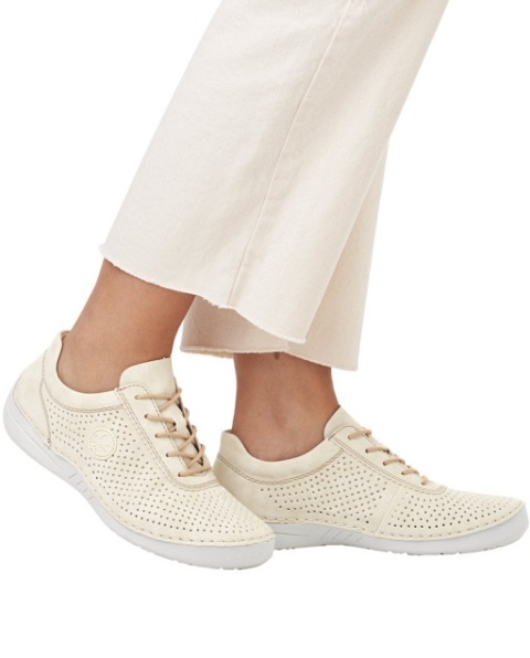 Wygodne buty Rieker 52546-60 beżowe, Lekkie, ażurowe, tęgość G